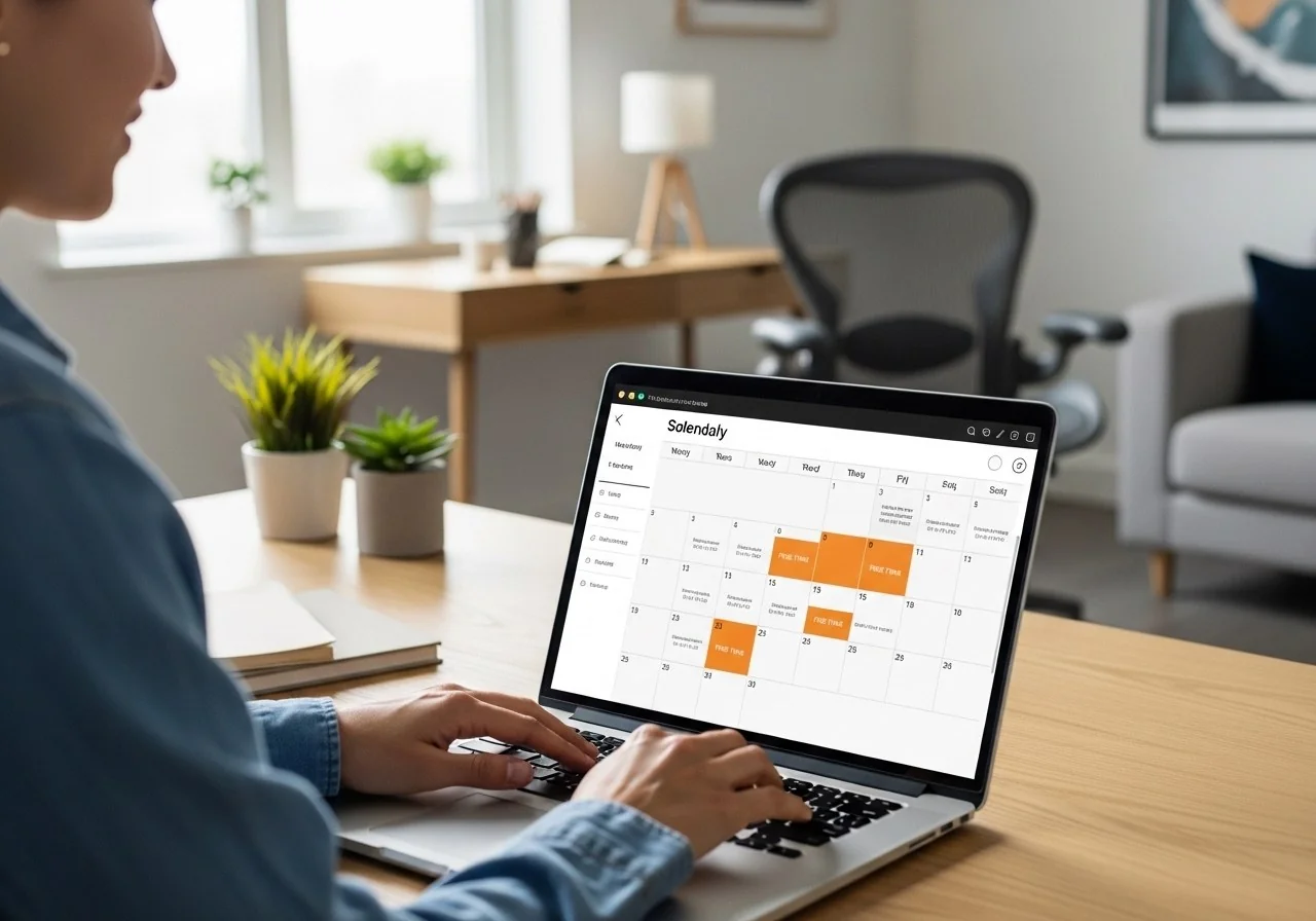 Person using Word.now scheduling assistant on laptop to find meeting times